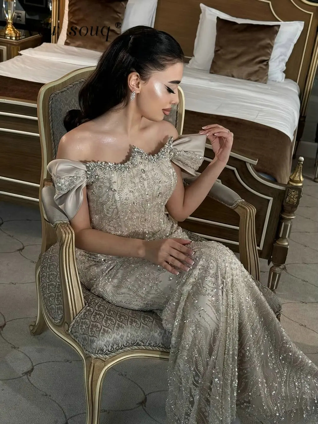 Robe Élégance Khaki Cristal