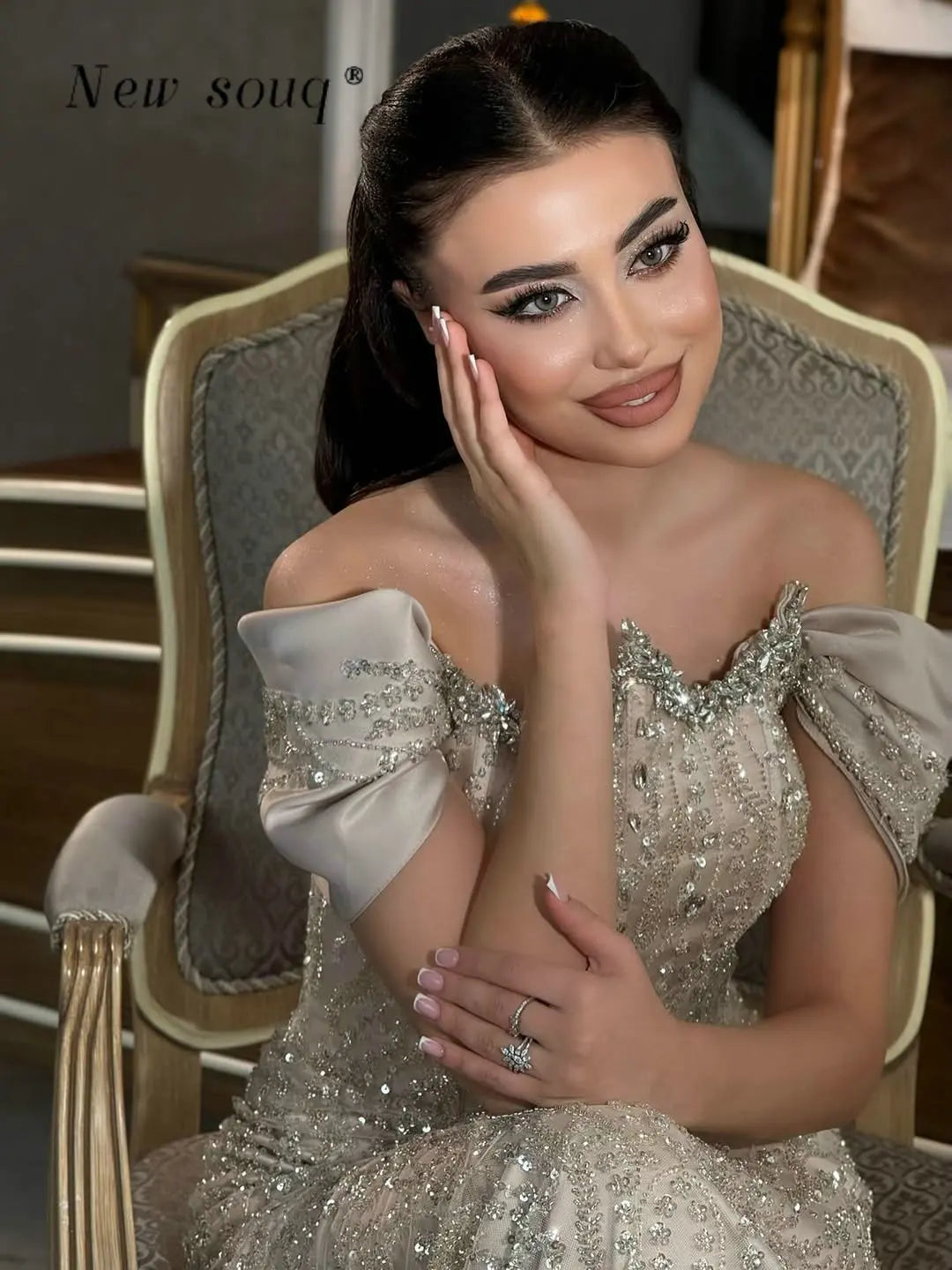 Robe Élégance Khaki Cristal