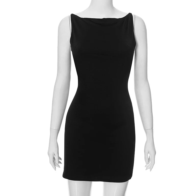 Sexy Elegant Slim Solid Party Dress for Women 2025